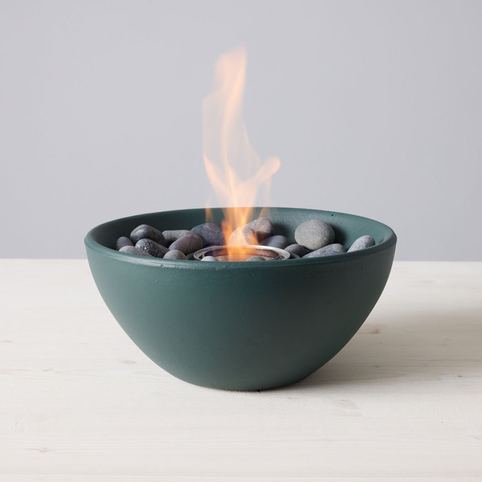 TerraFlame Basin Concrete Table Top Gel Fuel Fire Bowl Indoor and
